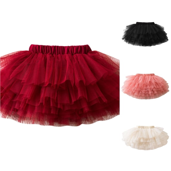 SGMVNU Tutus for Girls Multi Layered Ruffle Puffy Tulle Skirts Ballet Dance Tutu Skirt for Dance Princess Dress Up, Red, Size 5-6 Years
