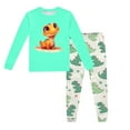thumbnail image 1 of SGMVNU Two Piece Pajamas Set for Boys Children's Dinosaur Printed Crew Neck Long Sleeve Top Long Pants Pajama Set Home Clothes (2-9 Years) Kid's Cute Print Loungewear Size 2T,Mint Green, 1 of 4
