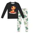 thumbnail image 1 of SGMVNU Two Piece Pajamas Set for Boys Children's Dinosaur Printed Crew Neck Long Sleeve Top Long Pants Pajama Set Home Clothes (2-9 Years) Kid's Cute Print Loungewear Size 8T,Black, 1 of 4