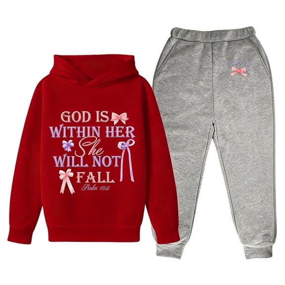 SGMVNU Unisex Kid 2 Piece Outfits for Age 5-6 Years Tracksuit Drop Shoulder Hoodie Graphic Sweatshirt and Sweatpants Joggers Set, Color Watermelon Red