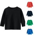 thumbnail image 1 of SGMVNU Unisex Kids Long Sleeve Basic Tee Shirts Drop Shoulder Solid Cotton Blend Tops Undershirts for Boys Girls, Size 1-2 Years, Black, 1 of 3