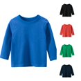 thumbnail image 1 of SGMVNU Unisex Kids Long Sleeve Basic Tee Shirts Drop Shoulder Solid Cotton Blend Tops Undershirts for Boys Girls, Size 3-4 Years, Blue, 1 of 3