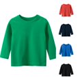 thumbnail image 1 of SGMVNU Unisex Kids Long Sleeve Basic Tee Shirts Drop Shoulder Solid Cotton Blend Tops Undershirts for Boys Girls, Size 3-4 Years, Green, 1 of 3