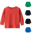 thumbnail image 1 of SGMVNU Unisex Kids Long Sleeve Basic Tee Shirts Drop Shoulder Solid Cotton Blend Tops Undershirts for Boys Girls, Size 6-8 Years, Red, 1 of 3