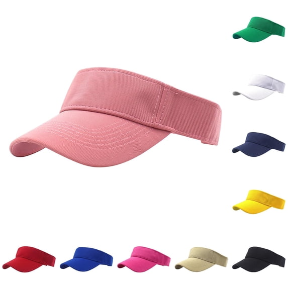SGMVNU Visor Sun Hats for Women Adjustable Empty Top Baseball Cap Solid Color Cotton Sports Tennis Cap, Pink, Size: One Size