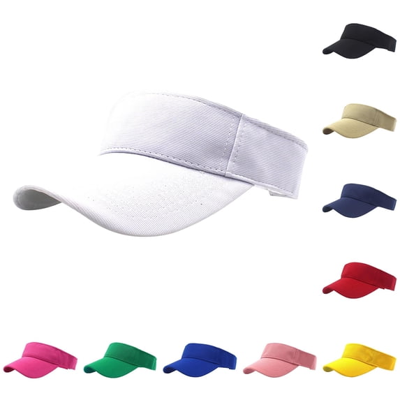 SGMVNU Visor Sun Hats for Women Adjustable Empty Top Baseball Cap Solid Color Cotton Sports Tennis Cap, White, Size: One Size