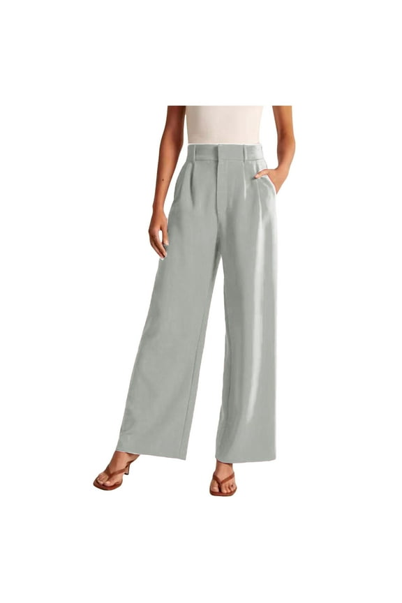 Wide Leg Pants for Women Casual High Waisted Button Down Straight Long Trousers Palazzo Pants Dressy Pants Lounge Pants Size M Mint Green-b