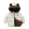 thumbnail image 1 of SGMVNU Winter Coat for Baby Boys Girls Toddler Boys Girls Winter Coat Bear Ears Hooded With Pocket Jacket Reversible Heavyweight Windproof Zipper Warm Outwear Coats for 2-3 Years Kid, az1222_4-Beige, 1 of 5