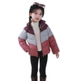 thumbnail image 1 of SGMVNU Winter Coats for Boys Girls Color Block Puffer Jacket Kids Hooded Zipper Down Coat Warm Coats Outerwear for School and Outdoor Activities(Size 9-10 Years, Red), 1 of 5