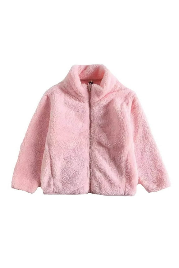 Winter Coats for Kids Toddler Kids Baby Girls Boys Solid Wool Coat Jacket Outerwear Zipper Warm Heavy Winter Outwear With 2 Pockets(Size 8-10 Years, Pink)