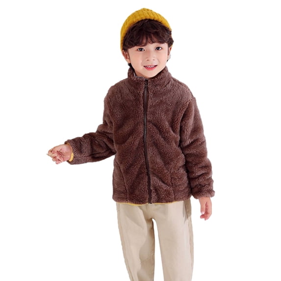 SGMVNU Winter Coats for Kids Kids Baby Warm Girls Boys Flannel Winter Jackets Sweatshirt Heavy Coats Autumn and Winter Coats(Size 7-8 Years, Brown)