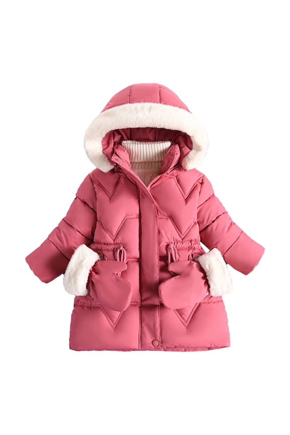 Winter Coats for Kids Kids Winter Snow Coat For Girl Clothes Jacket Padded Outfit Child Outwear(Size 6-7 Years, Watermelon Red)