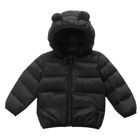 SGMVNU Winter Down Coats for Baby Boys Girls Kids Lightweight Puffer Padded Jacket Bear Hoods Zipper Jackets Outerwear(Size 2-3 Years,Black)
