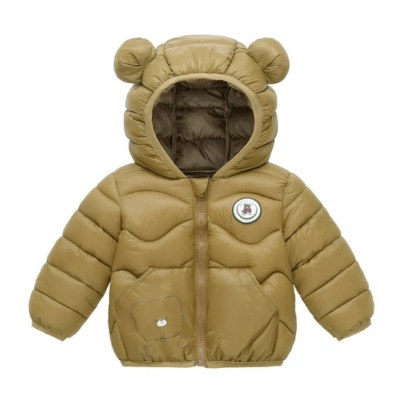 SGMVNU Winter Down Coats for Kids Toddler Boys Girls Light Puffer Padded Jacket Bear Hoods Coat Warm Outerwear with Pockets(Size 5-6Years, Green)
