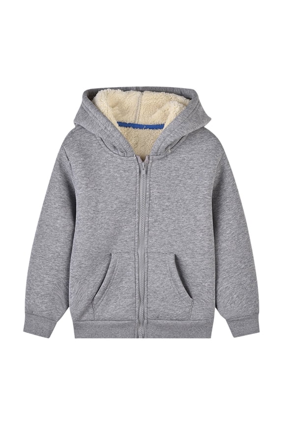 Winter Warm Outwear Jackets For Boys Girls Boys Girls Fleece Lined Winter Warm Coats Sweatshirt Hoodie Jacket Casual Loose Zipper up Hooded Jackets(Size 11-12 Years, Grey)