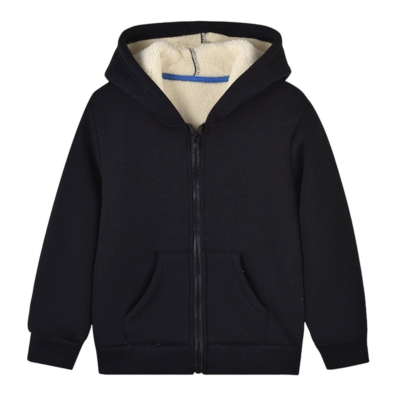 SGMVNU Winter Warm Outwear Jackets For Boys Girls Boys Girls Fleece Lined Winter Warm Coats Sweatshirt Hoodie Jacket Casual Loose Zipper up Hooded Jackets(Size 11-12 Years, Black)