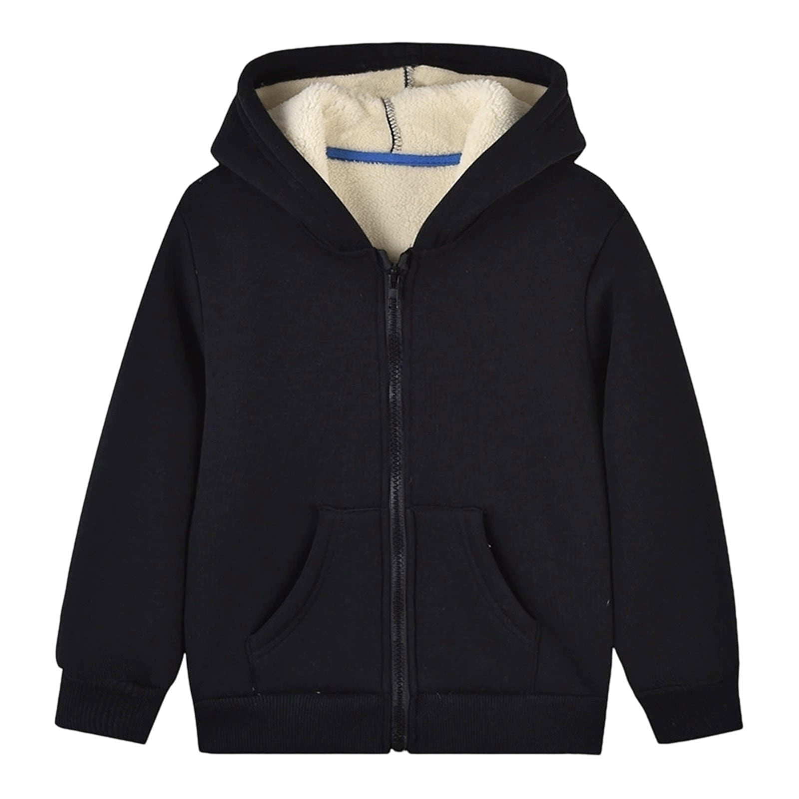 SGMVNU Winter Warm Outwear Jackets For Boys Girls Boys Girls Fleece Lined Winter Warm Coats Sweatshirt Hoodie Jacket Casual Loose Zipper up Hooded Jackets(Size 18-24 Months, Black)