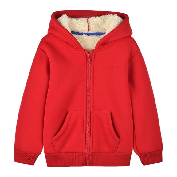 SGMVNU Winter Warm Outwear Jackets For Boys Girls Boys Girls Lined Winter Warm Coats Sweatshirt Hoodie Jacket Casual Loose Zipper up Hooded Jackets(Size 11-12 Years, Red)