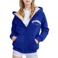 thumbnail image 1 of SGMVNU Winter Warm Outwear Jackets For Boys Girls Girls Winter Hooded Jacket With Zip Up Print Pullover For Outdoor Activity And Casual Wear(Size 6-7 Years, Blue), 1 of 4