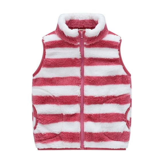 SGMVNU Winter Warm Outwear Jackets For Boys Girls Toddler Sleeveless Stripe Jacket Zip Up Coat Fall Winter Kids Outwear Jacket Toddler Clothes(Size 18-24 Months, Red)