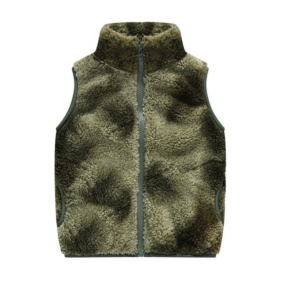 SGMVNU Winter Warm Outwear Jackets For Boys Girls Toddler Sleeveless Stripe Jacket Zip Up Coat Fall Winter Kids Outwear Jacket Toddler Clothes(Size 4-5 Years, Army Green)