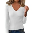 thumbnail image 1 of SGMVNU Sweaters for Women V Neck Soft Knit Ribbed Sweater Basic Long Sleeve Pullover Knits Top Lightweight Fall Outfits White XL, 1 of 8