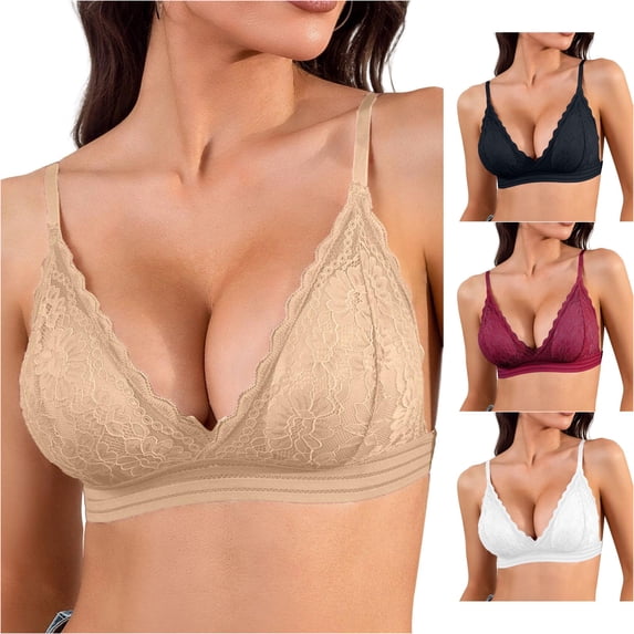 SGMVNU Women Push up Lace Bra Plus Size Unpadded Full Cup Underwire Support Demi See Though Bra Khaki XXL