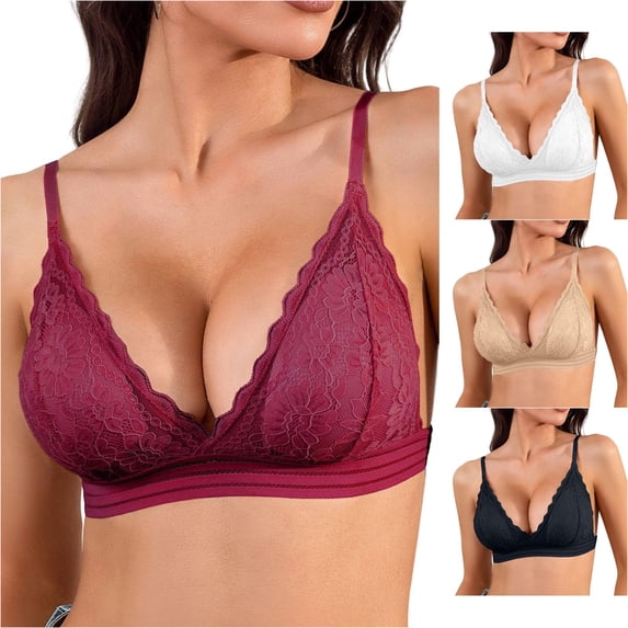 SGMVNU Women Push up Lace Bra Plus Size Unpadded Full Cup Underwire Support Demi See Though Bra Red XXL