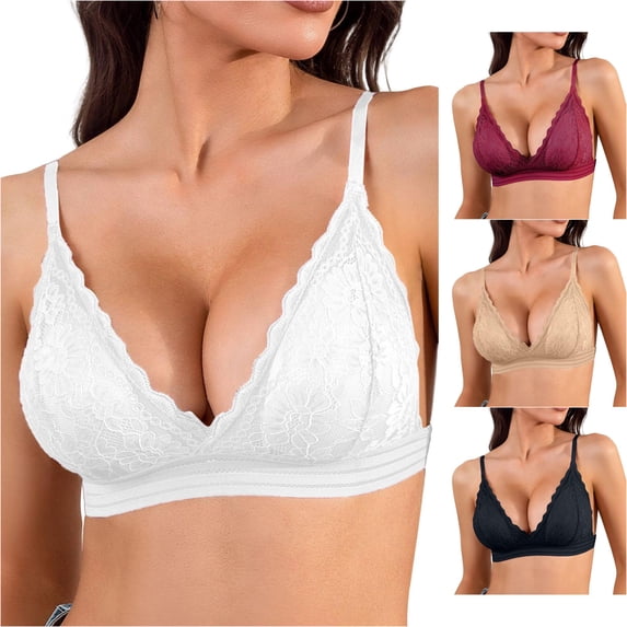 SGMVNU Women Push up Lace Bra Plus Size Unpadded Full Cup Underwire Support Demi See Though Bra White XL