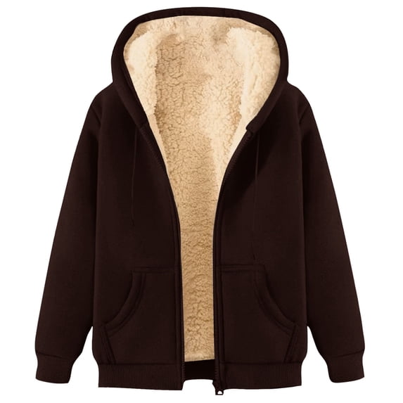 SGMVNU Women's Casual Full Zip up Lined Hoodie Sweatshirt Jacket Fall Winter Hooded Coat Outerwear with Pockets(Coffee, S)