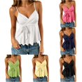 thumbnail image 1 of SGMVNU Women's Cute Sleeveless Peplum Tank Tops Sleeveless V Neck Crop Wrap Top Cute Summer Tie Front Camisole, White, Size L, 1 of 6