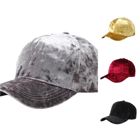 SGMVNU Women's Fashion Velvet Snapback Baseball Cap Unstructured Adjustable Performance Hats for Party, Grey, Size: One Size