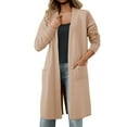 thumbnail image 1 of SGMVNU Women's Long Cardigan Sweaters Lightweight Sweater Long Sleeve Open Front Casual Knit Duster Cardigans with Pocket(Khaki, One Size), 1 of 9