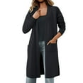 thumbnail image 1 of SGMVNU Women's Long Cardigans with Pockets Knit Open Front Floor Length Cardigan Sweaters Lightweight Long Sleeve Dusters(Black, One Size), 1 of 8