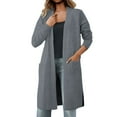 thumbnail image 1 of SGMVNU Women's Long Cardigans with Pockets Knit Open Front Floor Length Cardigan Sweaters Lightweight Long Sleeve Dusters(Grey, One Size), 1 of 9