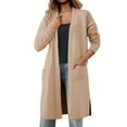 thumbnail image 1 of SGMVNU Women's Long Cardigans with Pockets Knit Open Front Floor Length Cardigan Sweaters Lightweight Long Sleeve Dusters(Khaki, One Size), 1 of 9