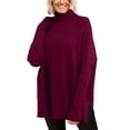 thumbnail image 1 of SGMVNU Women's Oversized Turtleneck Sweaters Fall Long Sleeve Ribbed Tunic Sweater Pullover Knit Tops Red, Size XXXL, 1 of 3