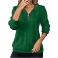 thumbnail image 1 of SGMVNU Women's Quilted Sweatshirts Zipper Neck Long Sleeve Textured Solid Casual Loose Fashion Fall Pullover Tops(Green,M), 1 of 6