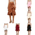 thumbnail image 1 of SGMVNU Women's Ruffle Wrap Midi Skirts Western Cowgirl Skirts Flowy Drawstring High Low Asymmetrical Hem Skirts, Brown, Size: XL, 1 of 4