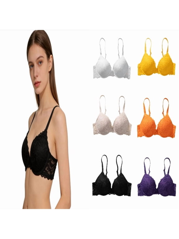 Women's Signature Lace Push-up Bra - for Seeking Effortless Style and Comfort Size: 75B Black