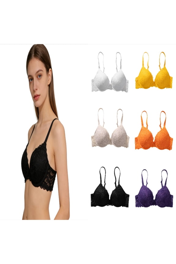 Women's Signature Lace Push-up Bra - for Seeking Effortless Style and Comfort Size: 85C Black