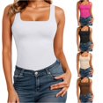 thumbnail image 1 of SGMVNU Women's Square Neck Tank Tops Camisole Tops Slim Fit Seamless Compression Tanks Top for Summer Layering Wear, White, Size S, 1 of 5