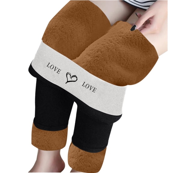 SGMVNU Women's Winter Pants High Waisted Elastic - Lined Thermal Loungewear Pants Warm Thick Leggings for Yoga, Workout, and Running(Gold, XXXL)