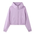 thumbnail image 1 of SGMVNU Women's Zip up Hoodies Cropped Cardigan Sweatshirt Jacket Drawstring Hooded Sweatshirts Casual Long Sleeve Top with Pockets(Purple, S), 1 of 4