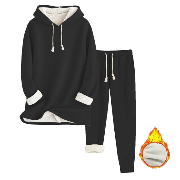 SGMVNU Womens 2 Piece Tracksuit 2025 Casual Loose Fit Long Sleeve Hooded Sweatshirt and Jogger Sweatpants Fall Winter Outfits Sweatsuit(Black,S)