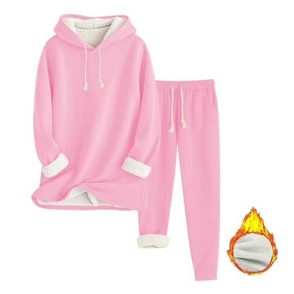 SGMVNU Womens 2 Piece Tracksuit 2025 Casual Loose Fit Long Sleeve Hooded Sweatshirt and Jogger Sweatpants Fall Winter Outfits Sweatsuit(Pink,XL)