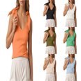 thumbnail image 1 of SGMVNU Womens Bow Tie Tank Tops V Neck Sleeveless Tanks Knit Going Out Tops Shoulder Strap Camisole Top Trendy Size: L Orange, 1 of 6