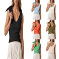 thumbnail image 1 of SGMVNU Womens Bow Tie Tank Tops V Neck Sleeveless Tanks Knit Going Out Tops Shoulder Strap Camisole Top Trendy Size: S Black, 1 of 5