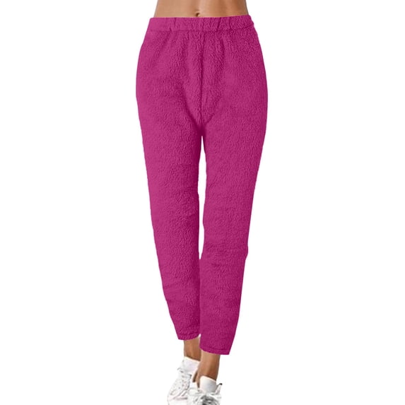 SGMVNU Womens Pajama Pants, Winter Warm Fuzzy Loungewear Bottoms Long Soft Comfy Thick Thermal Pajama Pants(Purple, L)