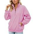 thumbnail image 1 of SGMVNU Womens Half Zip Oversized Sweatshirts Hoodies 2025 Fashion Long Sleeve Pullover Tops Streetwear Fall Outfits with Pocket(Hot Pink, XL), 1 of 5